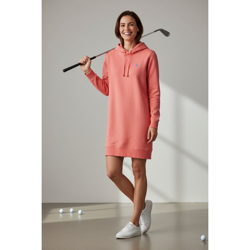 Polo Ralph Lauren Hoodie Dress Girls L 12-14 Pink Big Pony Fleece Sweatshirt